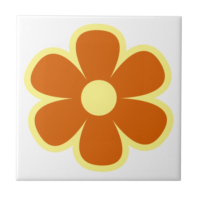 Fun and Funky 60s 70s Retro Flower Ceramic Tile (Front)