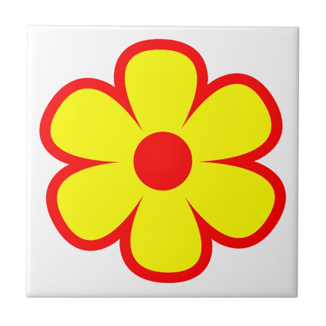 Fun and Funky 60s 70s Retro Flower Ceramic Tile (Front)