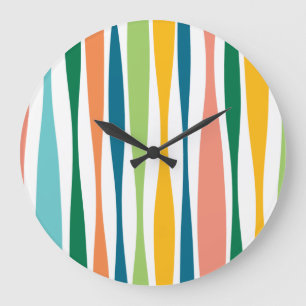 Fun and Funky Bold Colourful Striped Large Clock