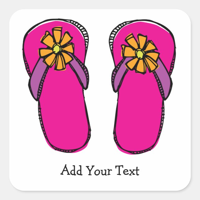Fun and Funky Flip Flops Square Sticker (Front)