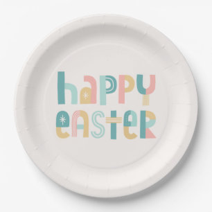 Fun and Funky Typography Easter design Paper Plate