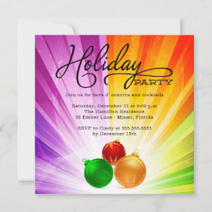 Fun and Funky Typography Ornaments Holiday Party Invitation
