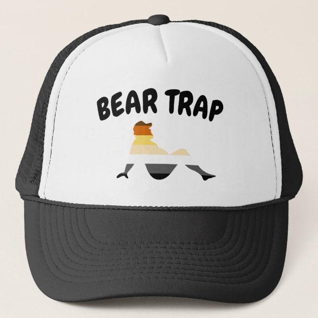 Fun and Funny Bear Pride Bear Trap T-Shirt Trucker Hat (Front)