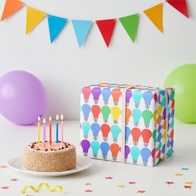 Fun and Joyous Colourful Light Bulbs Wrapping Pape Paper (Creator Uploaded)
