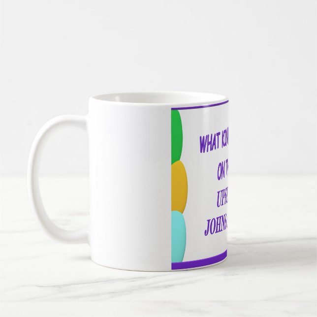 Fun and laughs message puple print and baloons coffee mug (Left)
