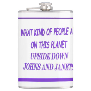 Fun and laughs message purple print and baloons hip flask