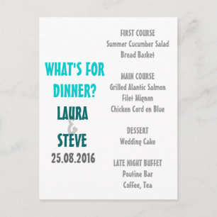 Fun and Modern Wedding Menu Postcard