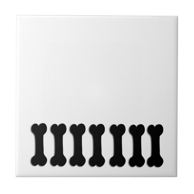 Fun and Playful Dog Bone Themed Gift BLACK V01 Ceramic Tile (Front)