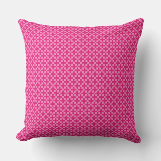 Fun and Playful Pink Geometric Design Cushion (Front)