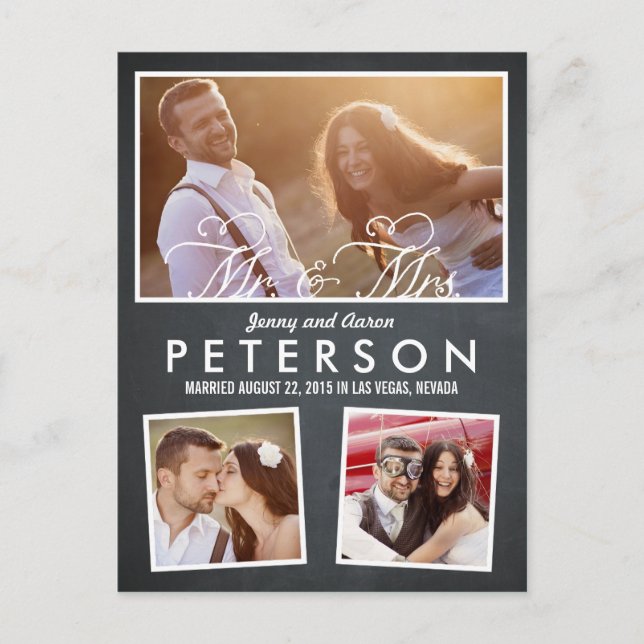 Fun and Playful Wedding Announcement - Chalkboard (Front)