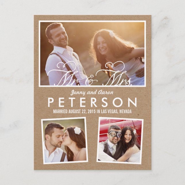 Fun and Playful Wedding Announcement - Craft Postcard (Front)