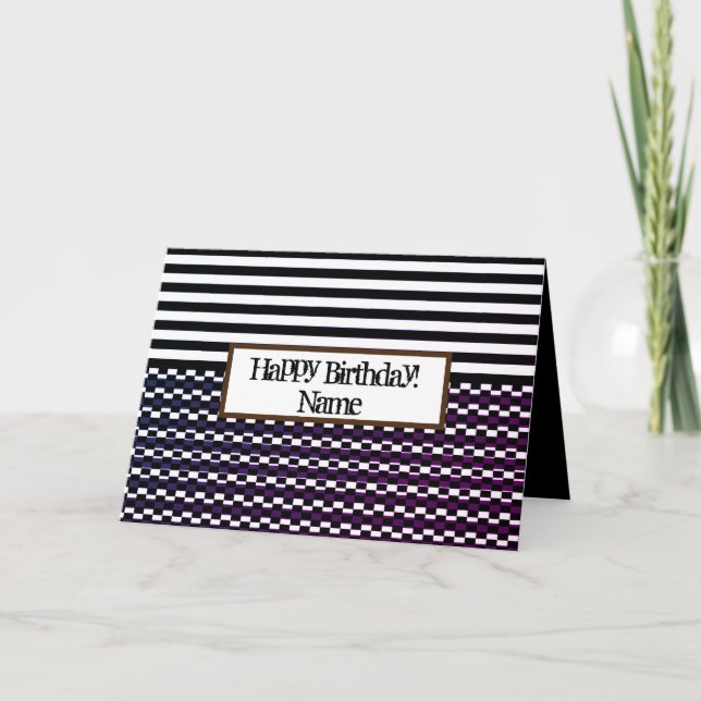 Fun and Pretty Black and White Birthday  Card (Front)