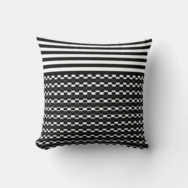 Fun and Pretty Black and White Cushion (Front)