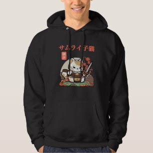 Fun and Quirky Samurai Cat Graphic for Little Adve Hoodie