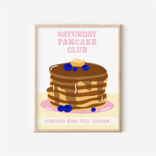 Fun and Retro Breakfast Pancakes Kitchen Art Poster