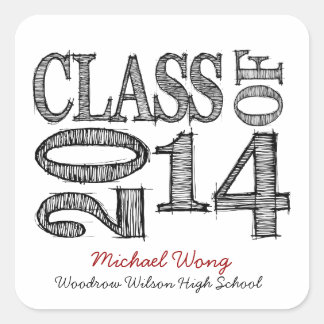 Fun and Simple Pen Sketch Class of 2014 Square Sticker