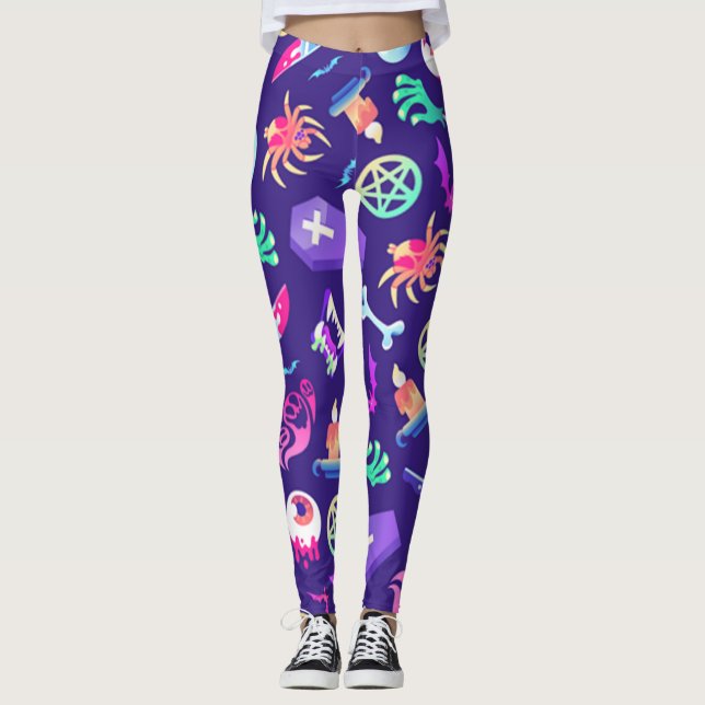 Fun And Spooky Halloween Pattern Leggings (Front)