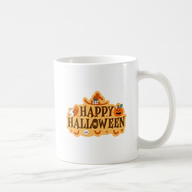 Fun and Spooky Happy Halloween Sticker Design Coffee Mug (Right)