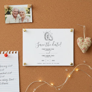 Fun and Stylish drawn Wedding Rings Save The Date