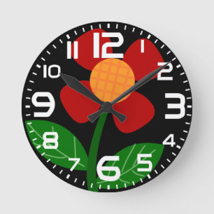 Fun and stylish orange flower wall clock