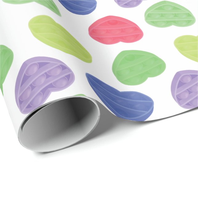 Fun and Trendy Poppit Pop-it hearts design Wrapping Paper (Roll Corner)