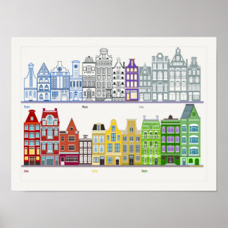 Fun and Unique colour Amsterdam Row House 2 Poster
