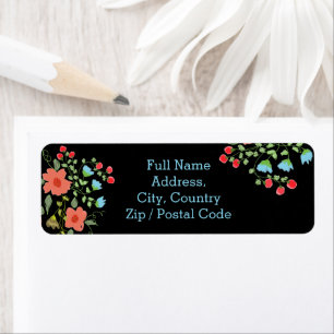 Fun and vibrant floral accented return address label