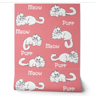 Fun and Whimsical Persian Cats on Pink Wallpaper