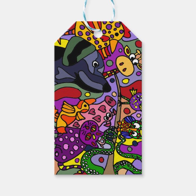 Fun Animal Abstract Art Gift Tags (Front)
