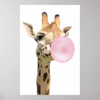 Fun Animal Design Pink Bubblegum Blowing Giraffe