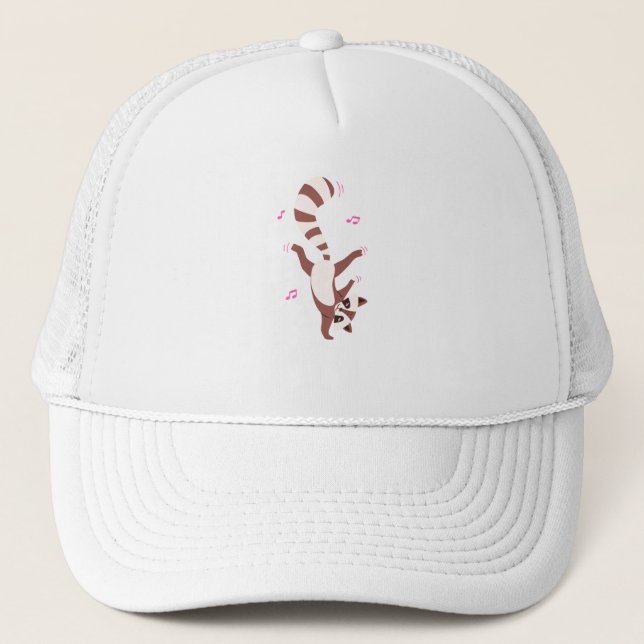 fun animal hat,Dancing Racoon Breakdance Vibes Trucker Hat (Front)