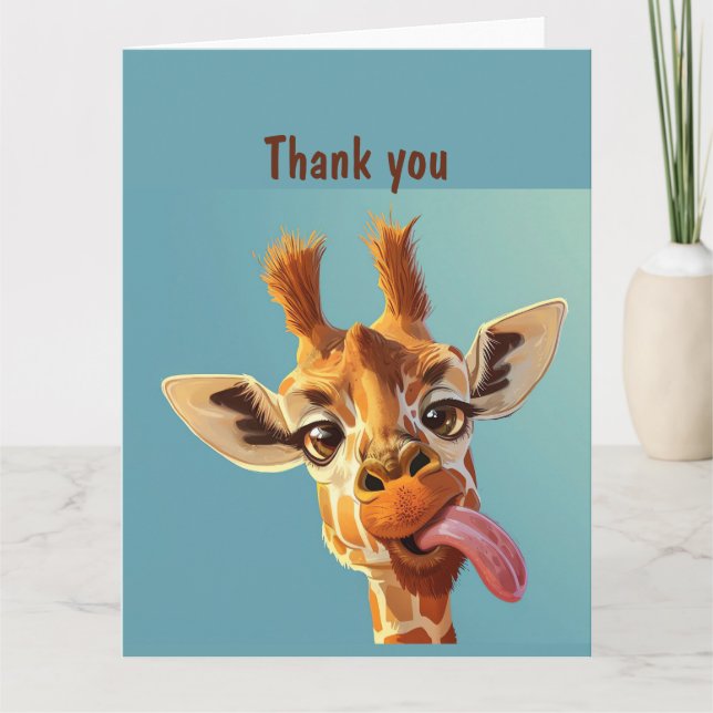 Fun Animal Humour Giraffe Thank you Card (Front)