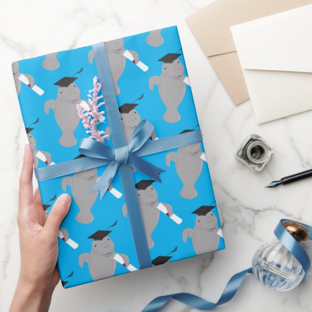 Fun Animal Manatee Graduation  Wrapping Paper (Gifting)