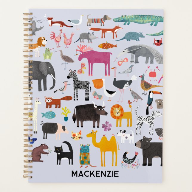 Fun Animal Menagerie Personalised Planner (Front)