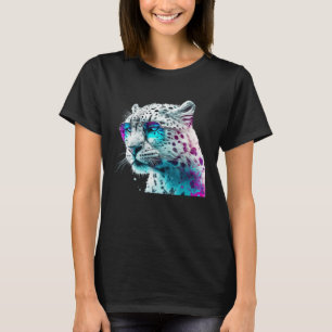 Fun animal motif snow leopard with sunglasses T-Shirt
