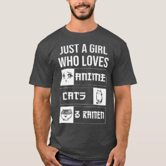 Fun Anime Print Just a Girl Who Loves Anime Cats A T-Shirt
