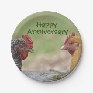 Fun Anniversary Chicken Paper Plate