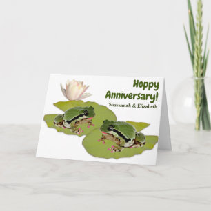 Fun Anniversary Female Frog Couple Lily Pads Card