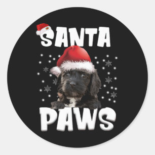 Fun Apoo Christmas Lights Tree Dog Lover Xmas Classic Round Sticker