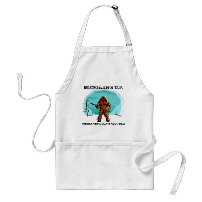 Fun Apron w/ YETI ~ BIGFOOT ~ SASQUATCH design! (Front)