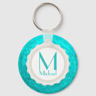 Fun Aqua Ripple - Custom Personalised Monogram Key Ring