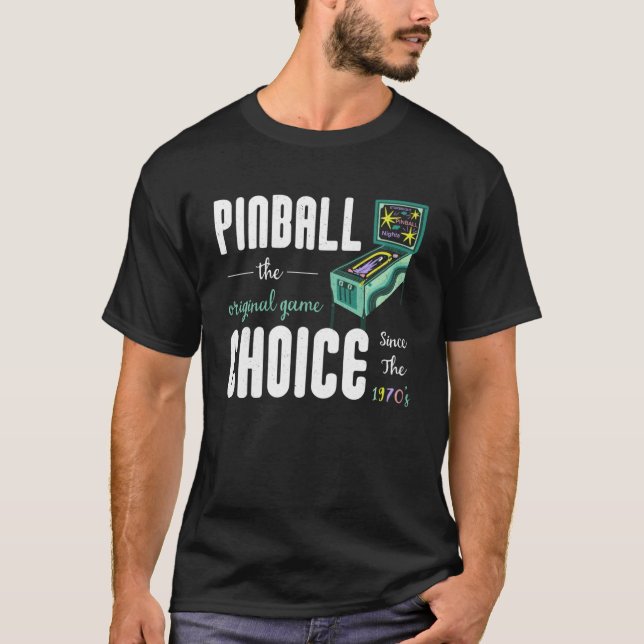 Fun Arcade Game Graphic Retro Coin Operated Pinbal T-Shirt (Front)