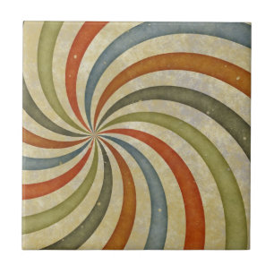 Fun Art Deco Colourful Swirl Tile
