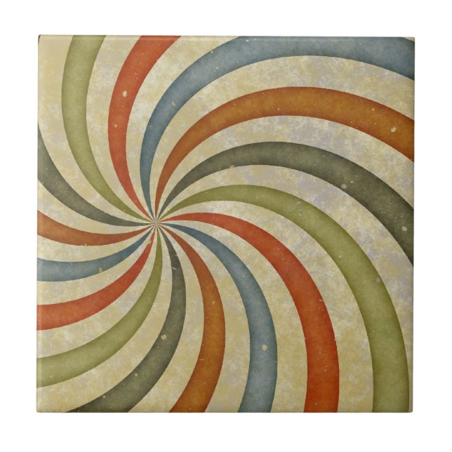 Fun Art Deco Colourful Swirl Tile (Front)