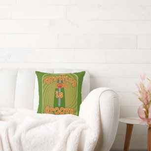 Fun Art Groovy Hippie Pen Funny Author  Cushion