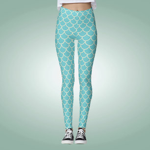 Fun Artsy Halloween Costume Mermaid Scales Pattern Leggings