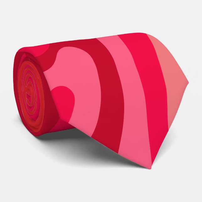 Fun Artsy Red Pink Pattern Tie (Rolled)