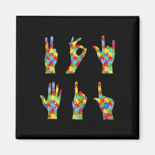 Fun ASL Love Sign Language Autism Awareness  Magnet