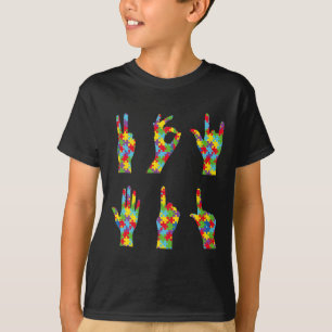 Fun ASL Love Sign Language Autism Awareness  T-Shirt