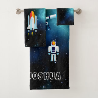 Fun Astronaut Collage Personalised Bath Towel Set